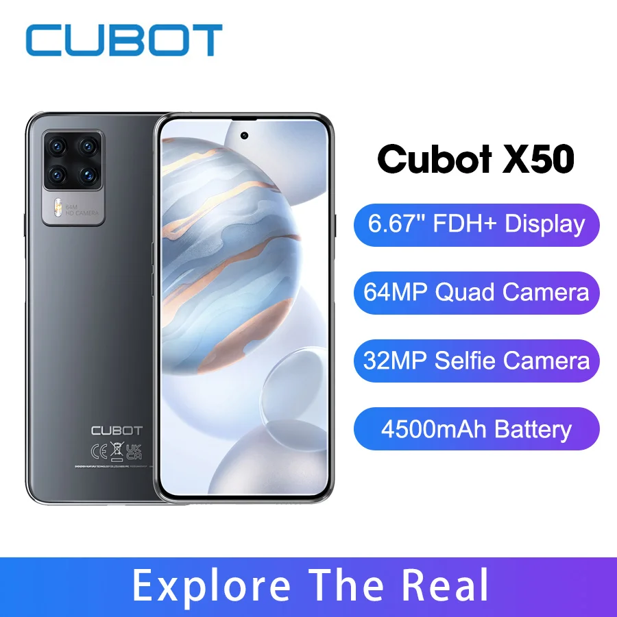 Смартфон Cubot X50 NFC 8 ГБ + 128 4500 мАч OTG 64-мегапиксельная четырехъядерная камера 6 67