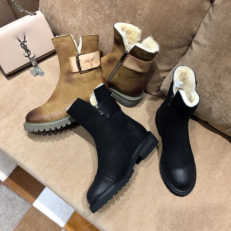 Зимние ботильоны из овчины женские зимние ботинки botas Mujer коллекция 2020 года