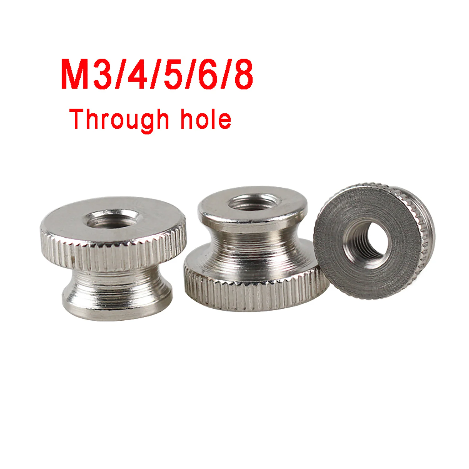 Through Hole M3 M4 M5 M6 Stainless Steel Knurled Thumb Nut Hand Grip Knob Nuts 
