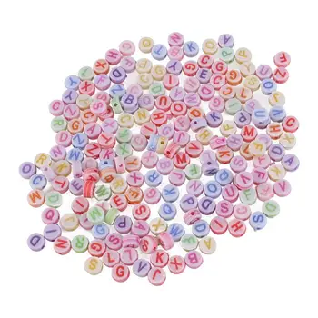

200pcs 7mm Colorful Round Letters Spacers Beads