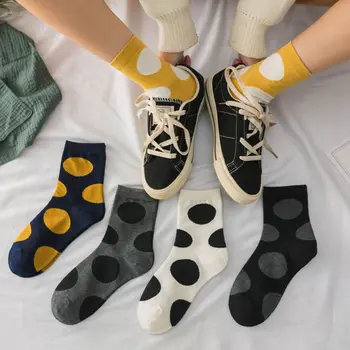 

5 Pairs Women Novelty Cotton Socks Funny Big Polka Dot Print Harajuku Hosiery