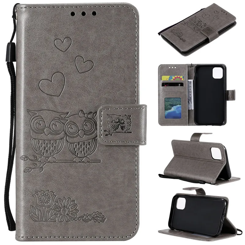 Чехол-книжка для LG K50 Q60 K40 G7 V30 ThinQ Stylo 5 4 Waller с милой текстурой Совы кожаный флип-чехол для телефона с отделениями для карт