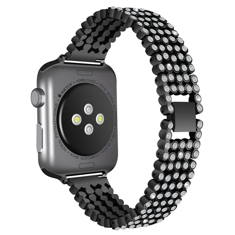 Ремешок для Apple Watch 42 мм 38 мм, стразы из нержавеющей стали, бриллиантовый ремешок для часов iWatch Series 3 2 1 iwatch 38 мм