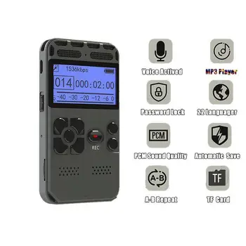 

Professional HD Digital Voice Recorder One-button Record Noise Reducation Dictaphone USB Rechargeable 8G Large Capacity Recorder
