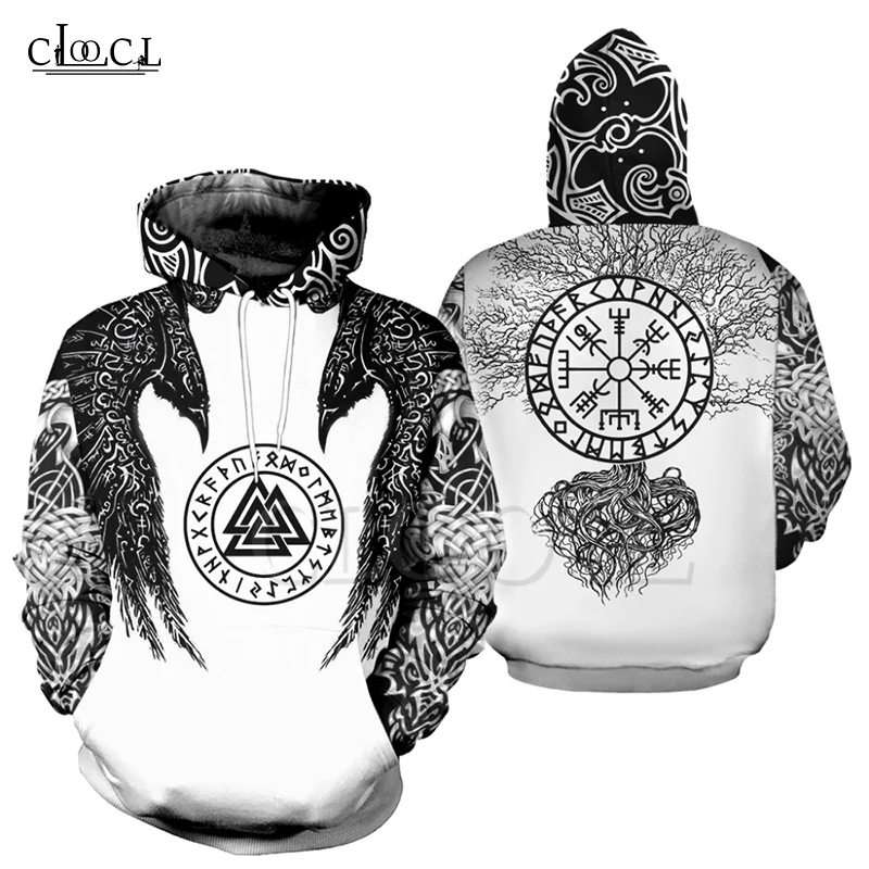 CLOOCL новейшая мода для мужчин Viking Tattoo 3D принт Harajuku Толстовка отдыха толстовка на