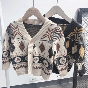 

2 3 4 5 6 Years Baby Boy Sweaters Korean Fashion Children Alpaca Knitted Cardigan For Boy Kids College Style Sweater Coat Autumn