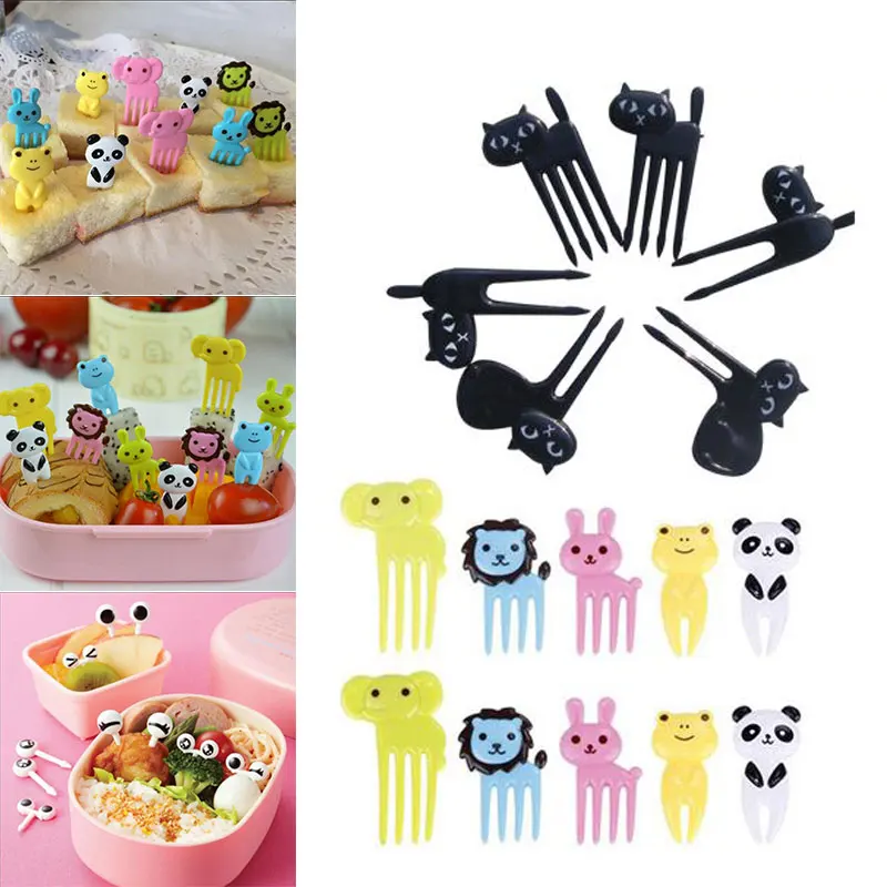 6/10Pcs Bento Animal Food Fruit Picks Forks Lunch Box Kitchen Supply Decor