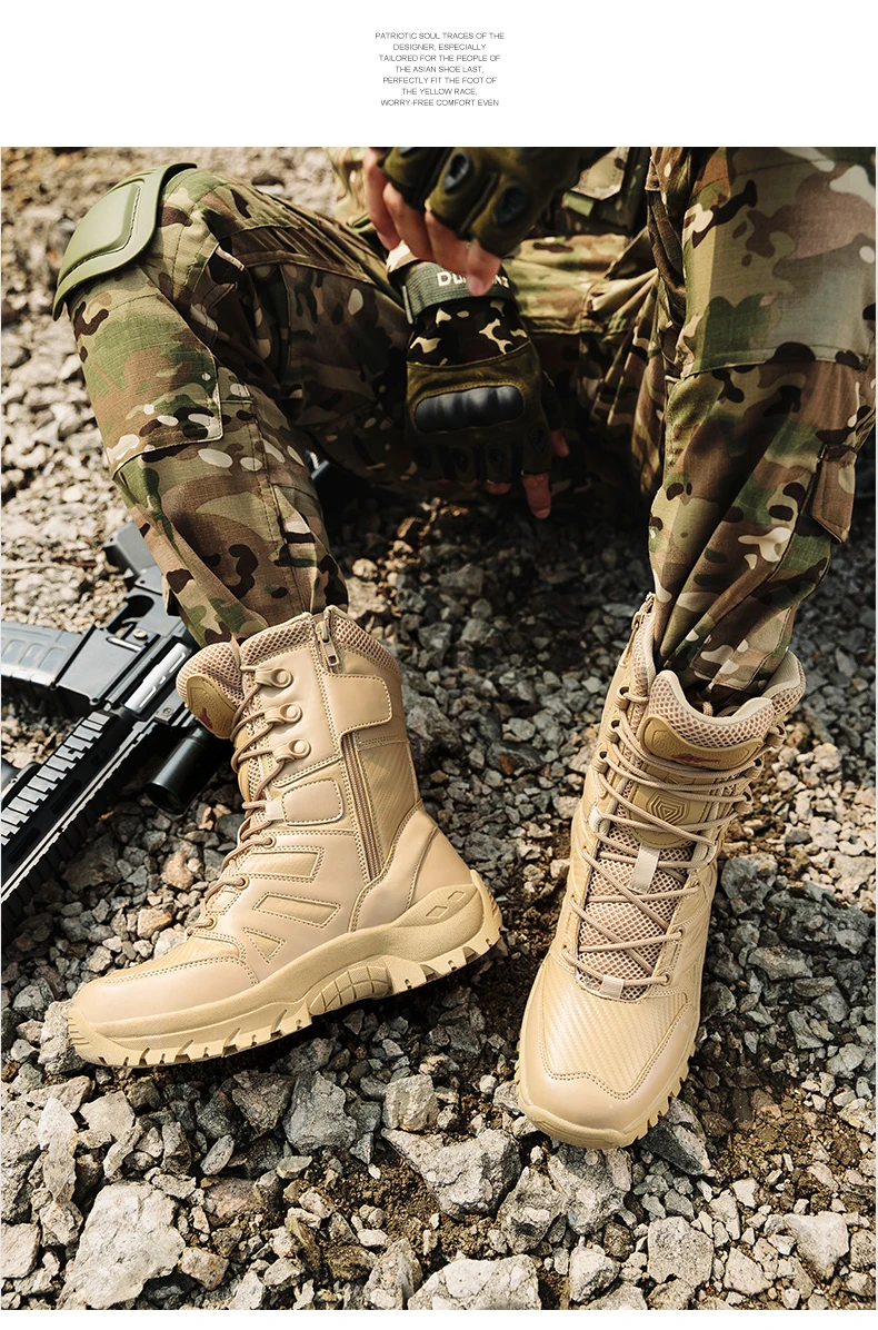 Botas Militares Para Hombres Trabajo Zapatos Prueba De Agua Cómodos Cuero  Fuerte