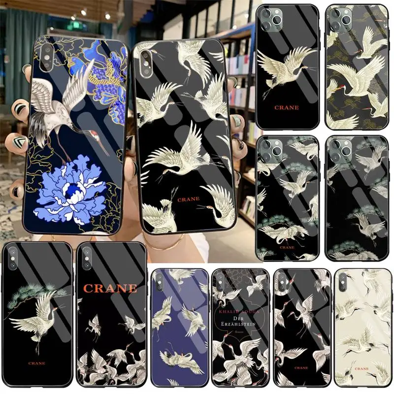 

Red-crowned crane Birds japanese style Phone Case Tempered Glass For iPhone 11 Pro XR XS MAX 8 X 7 6S 6 Plus SE 2020 case