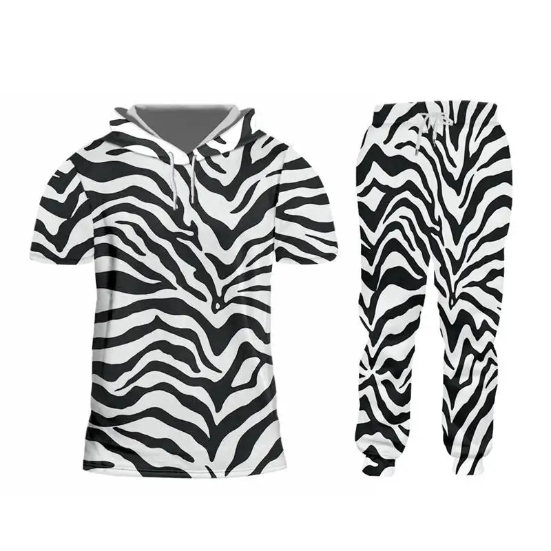 Custom Oversize S-6XL Men's Sets Luxury 3d Zebra Stripe Print Unisex Athletic Zipper Hoodies Jacket+Joggers Pants 2 Piece Set (24) - 副本