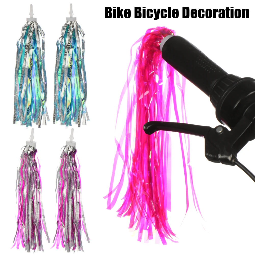 1 Pair Colorful Bicycle Tricycle Handlebar Tassels Kids Girls Boys Gifts Scooter Handlebar Streamers Tassels Bike Decoration bicycle handlebar bike accessory