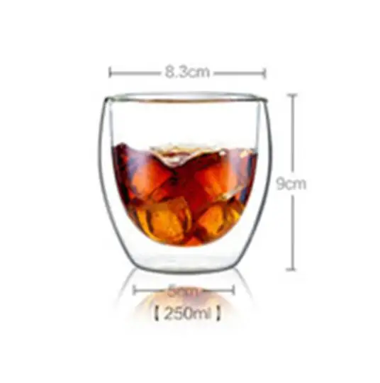 Термостойкая двухслойная стеклянная чашка для напитков Kungfu, чашка для здоровья, кофейная чашка 80/250/350/450 мл, Прямая поставка - Цвет: A 250ml