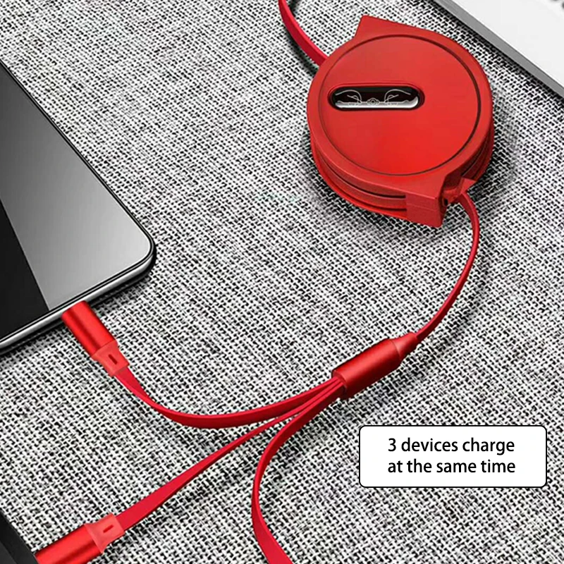Выдвижной зарядный usb кабель 3 в 1 для samsung s10 A30 type c провод быстрой зарядки huawei p30 micro