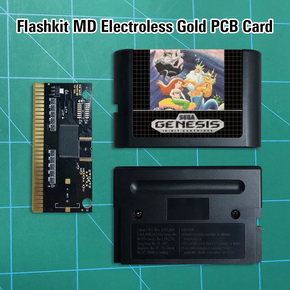 Ariel The Little Mermaid - Flashkit MD Electroless Gold PCB Card 16 bit Games Cartridge For MegaDrive Genesis console | Электроника