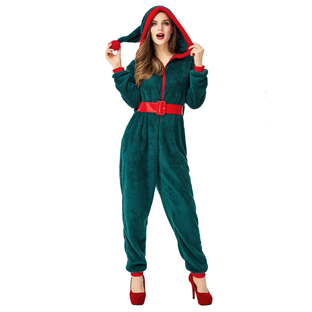 Женский Рождественский костюм Санта Клаус красный зеленый эльф маскарадный костюм Новогодняя одежда рождественские вечерние комбинезоны для девочек и взрослых