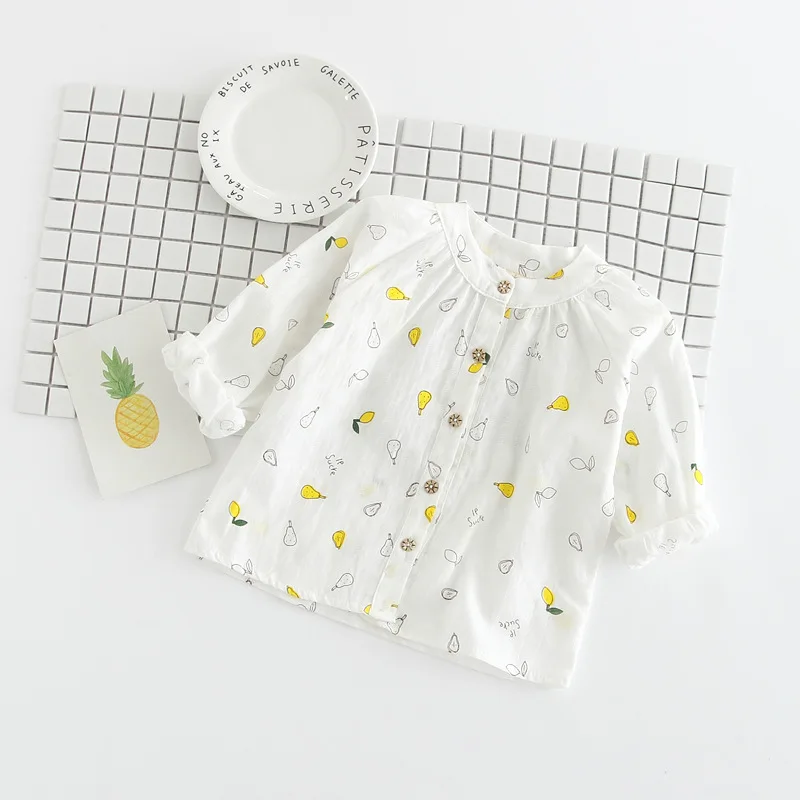 

A Generation of Fat Foreign Trade Childrenswear Girls Full Printed Pear Long-sleeved Shirt Small CHILDREN'S Cotton Crew Neck Shi