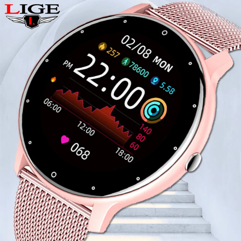 LIGE 2021 New Smart Watch Women Full Touch Screen Sport Fitness Watch IP67 Waterproof Bluetooth For Android ios smartwatch Men