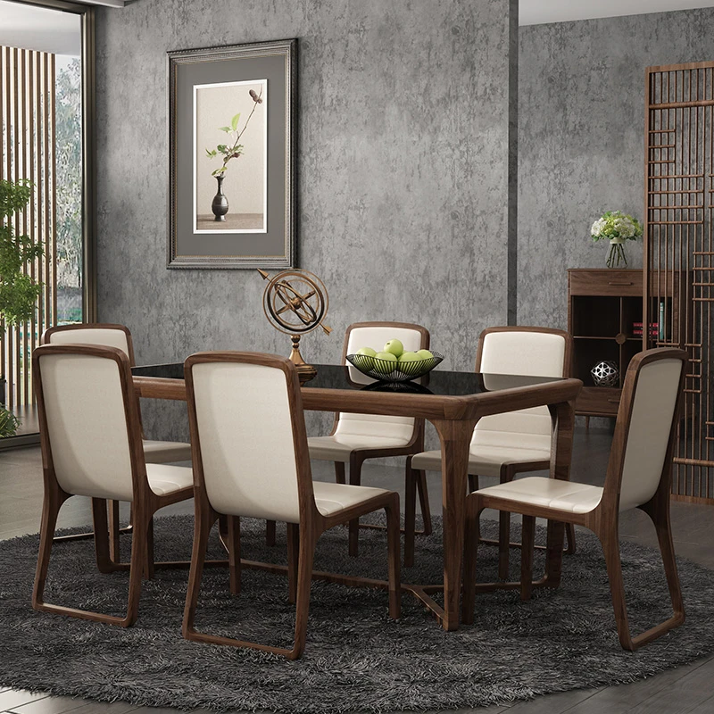 Mesa sillas de vidrio templado con marco de madera maciza, muebles duraderos para casa, restaurante, de oficina, combinación de fresno|Mesas de comedor| - AliExpress