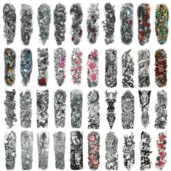 Waterproof Temporary Tattoo Sticker 20 Patterns Full Arm Large Size Sleeve Removable DIY Tatoo Fake Flash Tattoos for Men Women