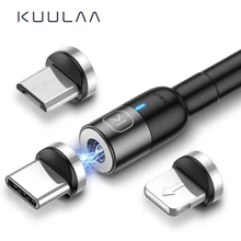 KUULAA Магнитный кабель Micro usb type C для Xiaomi Android iPhone мобильный телефон Быстрая зарядка USB кабель магнит зарядное устройство провод шнур