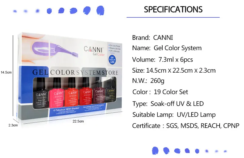 Новый набор гель лаков CANNI для ногтей 6 шт./лот долговечный Светодиодный УФ Гель