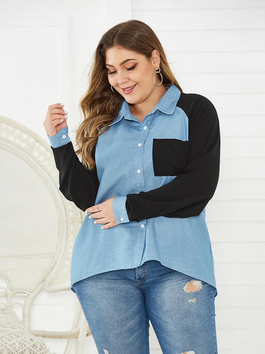 women's plus size denim big shirt