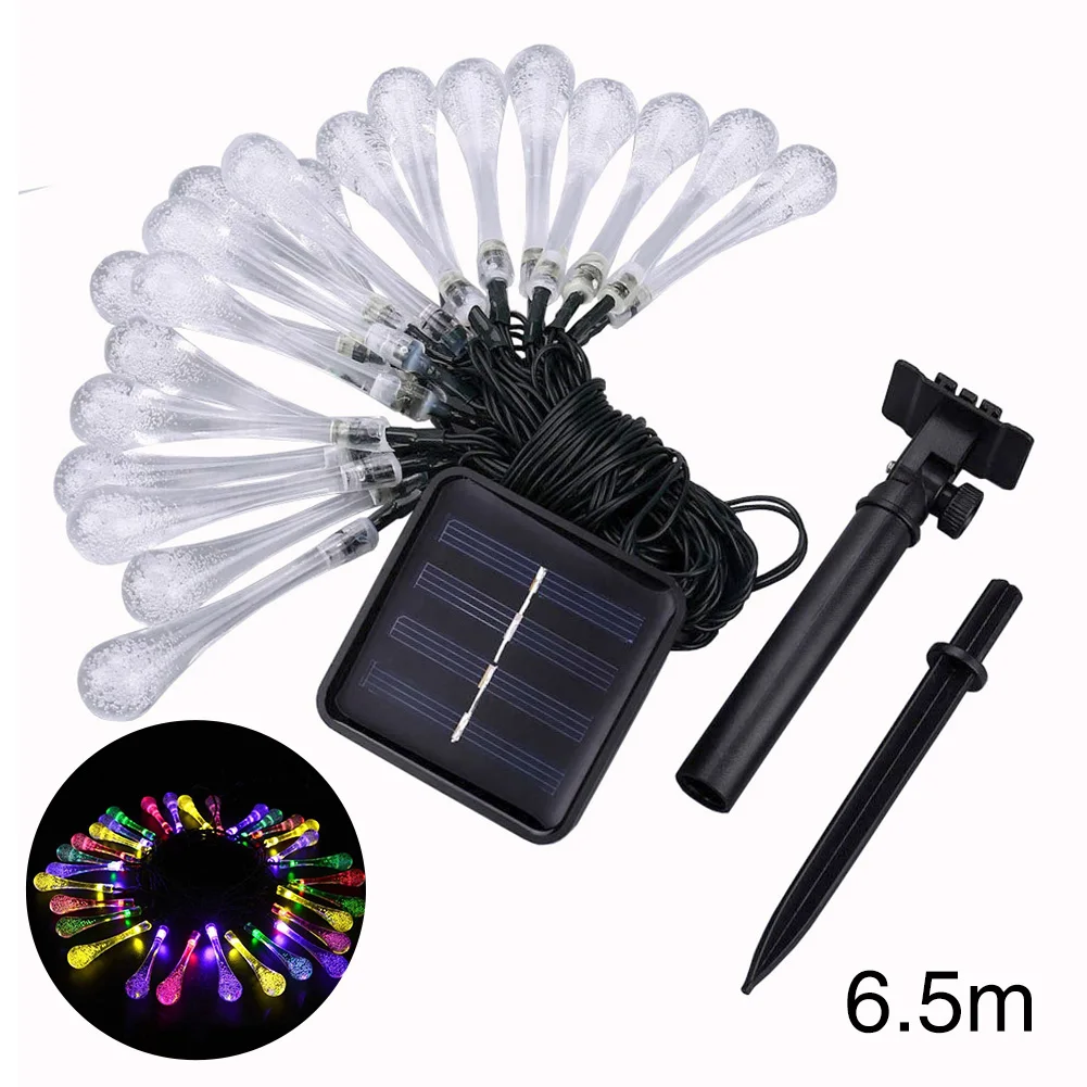 Colorful LED Atmosphere Holiday Party Colorful Outdoor Garden Fairy String Light Water Drop Home Decoration Solar Powered Lawn Waterproof - Испускаемый цвет: Colorful