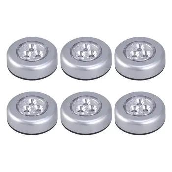 

6pcs Battery Powered Click 3-LED Push Light Lamp (White Light)