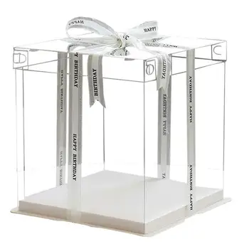 

1Pc Cake Box Transparent Plastic Birthday Cake Box Cake Container Box Dessert Storage Box for Birthday Cake Packaging 10/12inch