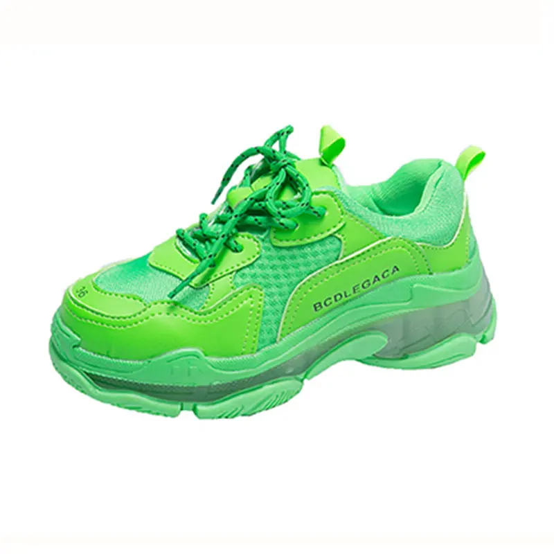 

New Women‘s Fluorescent Colors Hidden Wedges Clunky Snearker Casual Increase Flat Platform Air Cushion Mesh Breathable Shoes