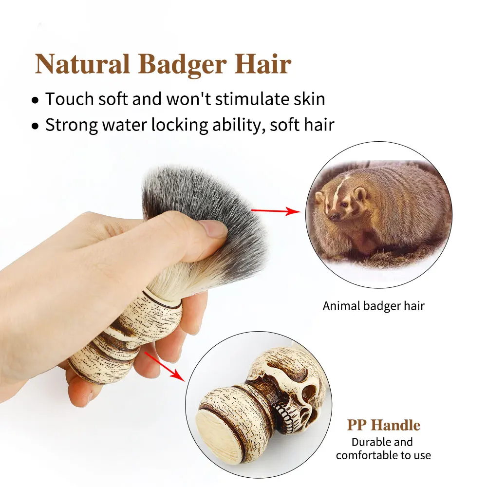 Парикмахерская модное высококлассное с черепом щетка для бритья пенного мыла