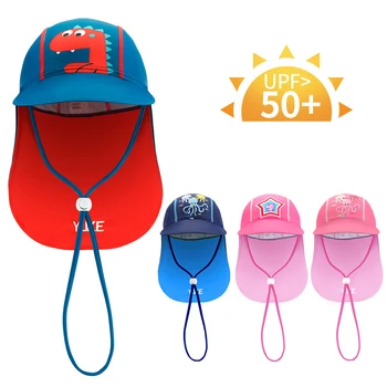 

Summer Baby Sun Hat Children Outdoor Neck Ear Cover Anti UV Protection Beach Caps Kids Boy Girl Swimming Cap For 3-12 Years