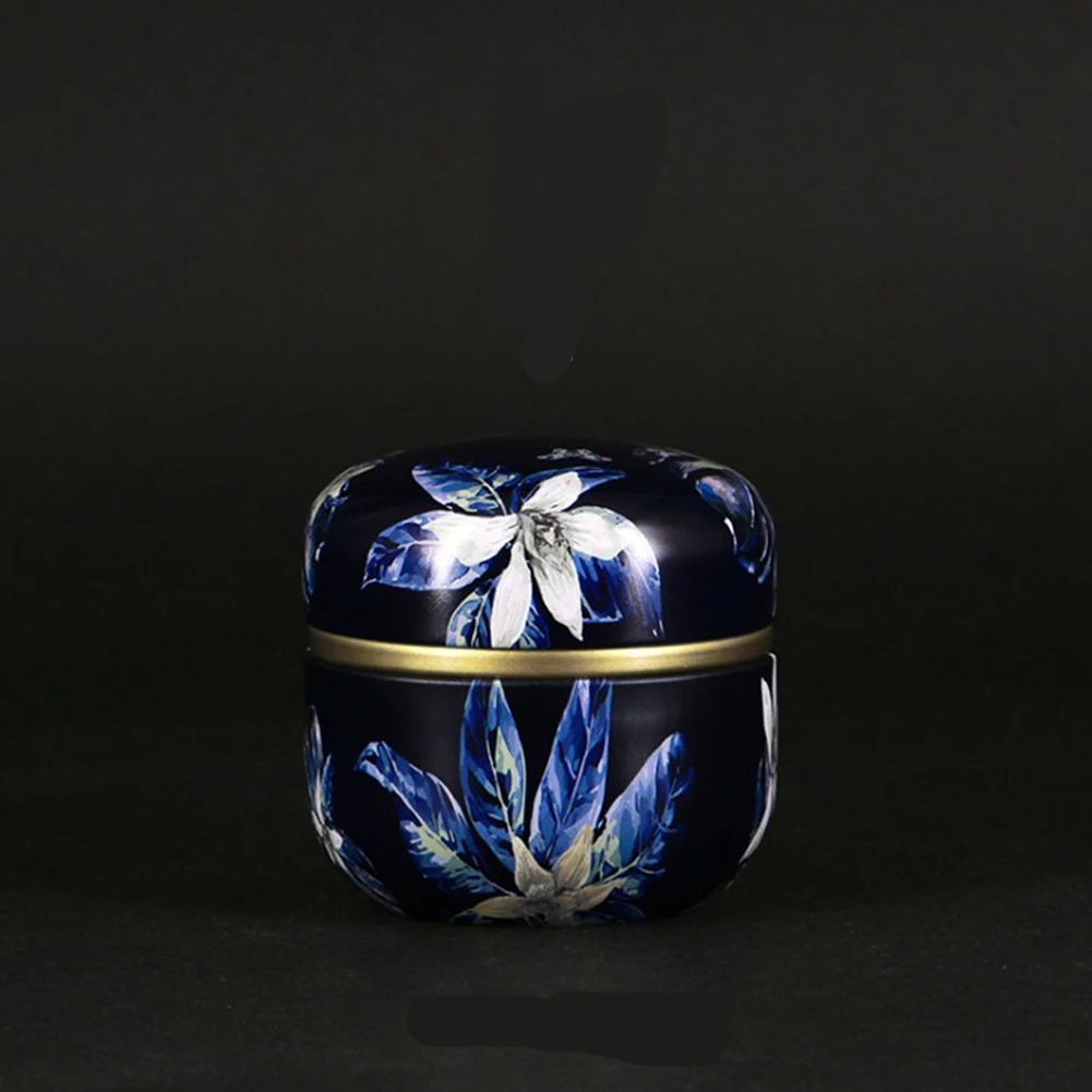 

Round Metal Chinese Style Powder Storage Boxes Coffee With Lid Mini Multifunction Tea Jar Cans