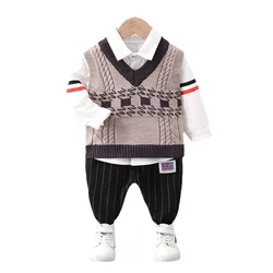 Vêtements printemps automne pour bébés garçons et filles, chemise et pantalon rayés, vêtements de sport décontractés pour enfants en bas âge, pièces/ensembles 