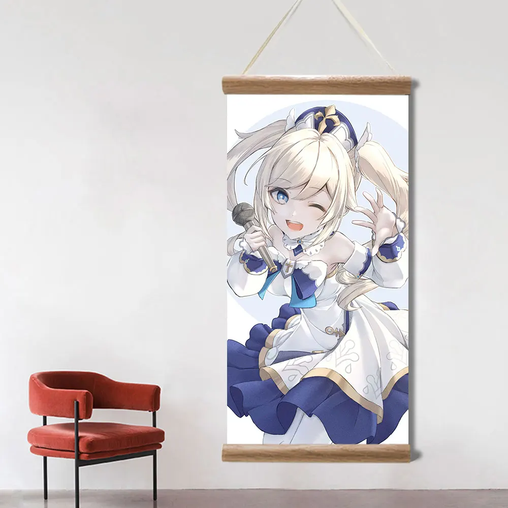 Genshin Impact Poster Barbara Ganyu Xiao Sexy Anime Picture Wall Canvas Posters Art Game Scroll Paintings for Living Room Decor