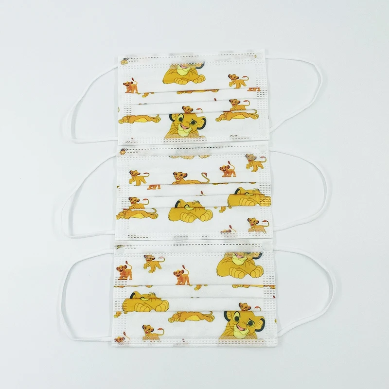 20/50Pcs Children's Disposable Face Shield Masks Disney Anime Lion King Kids Cartoon Masque 3 Lay fabric Mascara