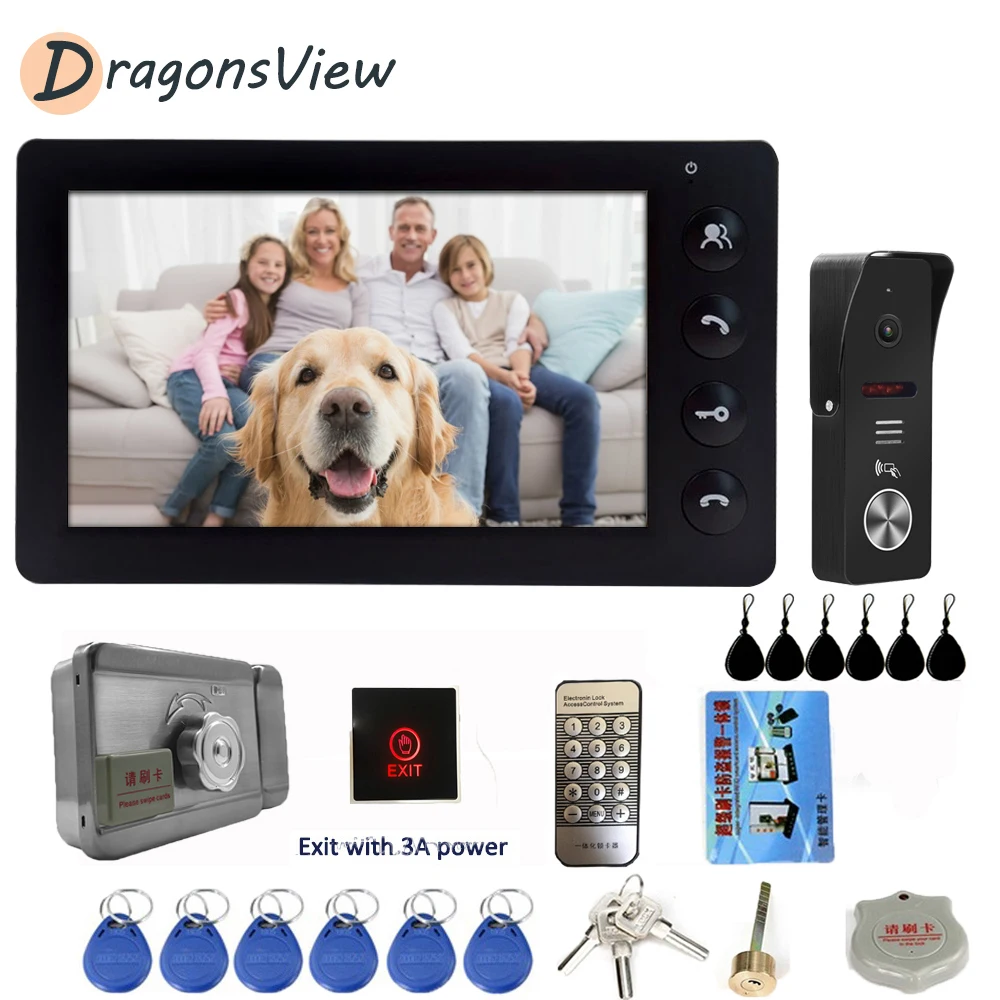 DragonsView дверное переговорное устройство 7 дюймов видео дверной домофон Системы