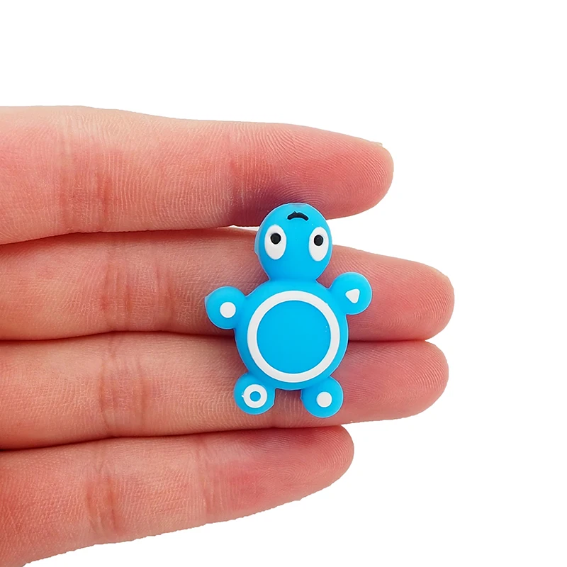 Chenkai 50PCS Silicone Turtle Beads Baby Animal Shape Of Mini Tortoise Teething BPA Free DIY Infant Nursing Pacifier Chain Clips