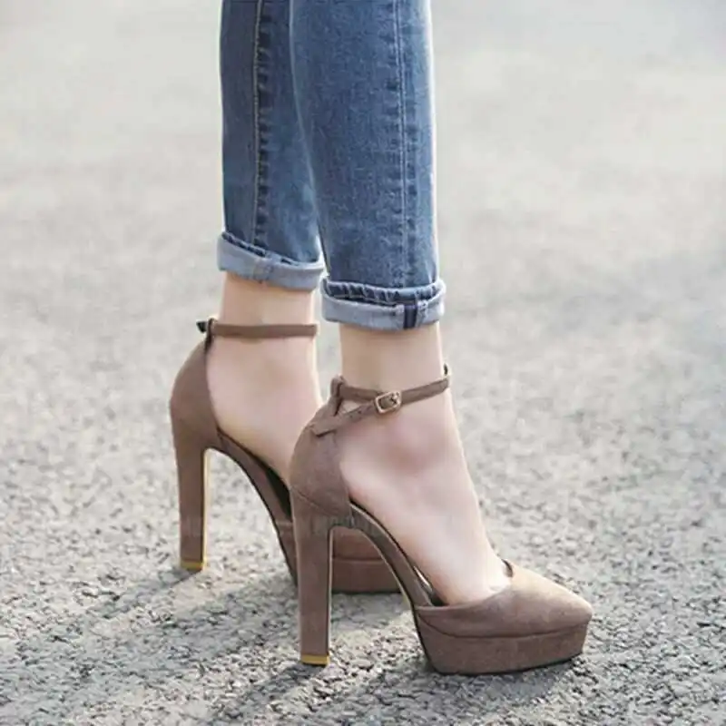 

Fashion A- line with Low-Cut High Heel Shoes 2019 New Style Korean-style Comfortable WOMEN'S Shoes Waterproof Platform Closed-to