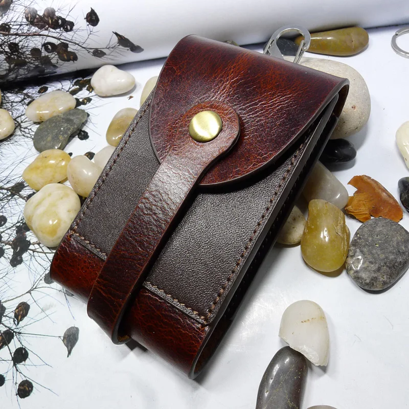 

blongk Genuine Leather Multifunctional Large Capacity House Key Case Drawstring Key Organizer Card Holder on waist Men Women 187