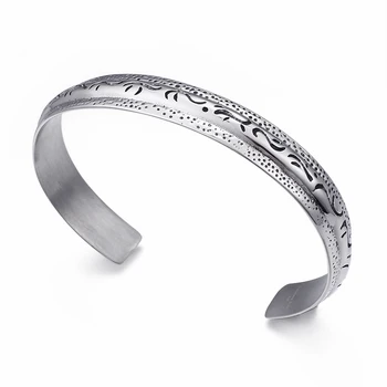 

Trendy Stainless Steel Opening Cuff Bangles Men Women High Quality Twisted Chain Pattern Irregular Wristand Biker Jewelry