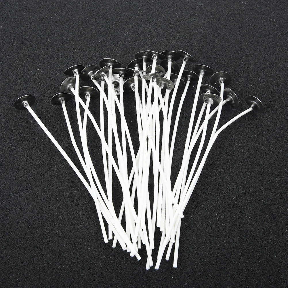 30pcs Cotton Candle Wicks Smokeless Wax Pure Cotton Core Pre-waxed Wicks DIY Candle Making Party Supplies 10cm Drop Shipping