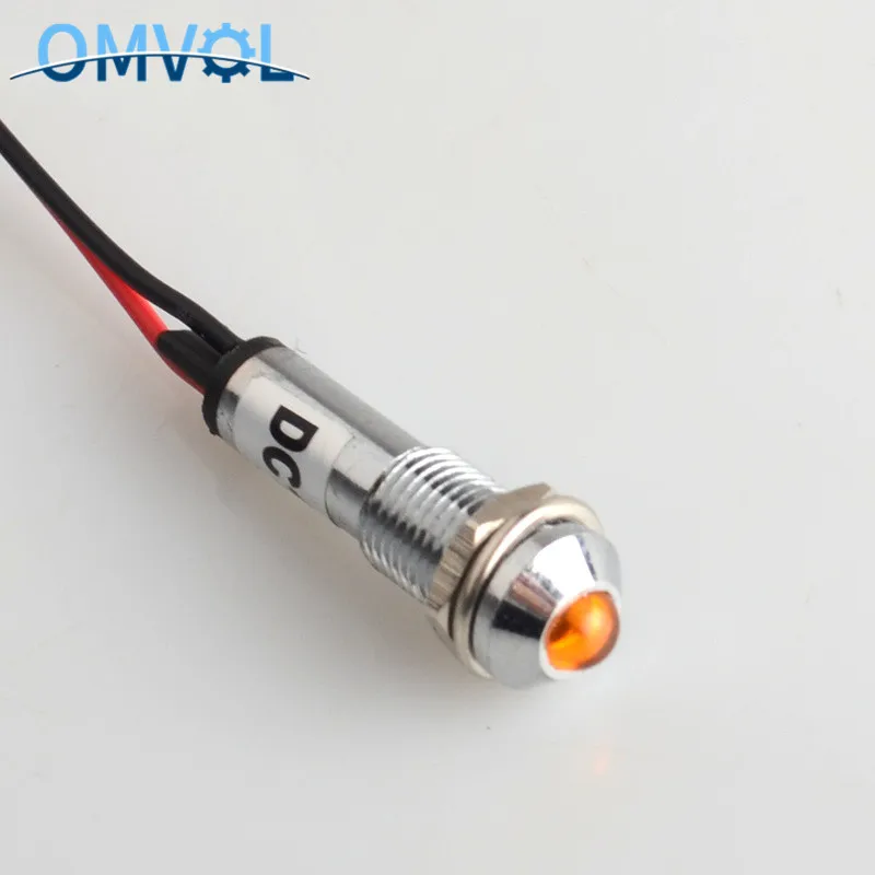 1 шт 12V 24V 220V 8 мм металлический светодиодный Предупреждение пилот светильник металлический светодиодный светильник светодиодный индикатор светильник - Цвет: orange