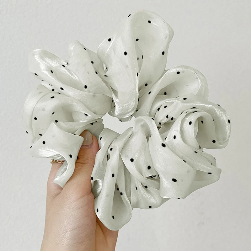 ladies headband Oversized Scrunchie Korea Large Organza Dot Hair Scrunchies Women Elastic Hair Bands Headwear Chiffon Ponytail Holder Hair Rope hairclips