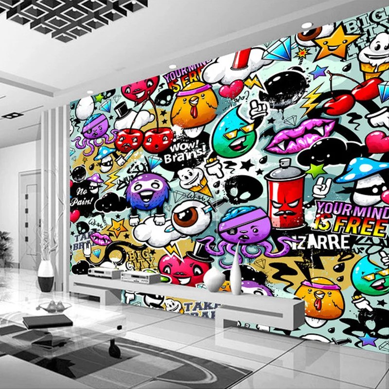 

Drop Shipping Custom Wallpaper 3D Colorful Graffiti Retro Modern Style Mural Children's Room KTV Bedroom Backdrop Wallpaper
