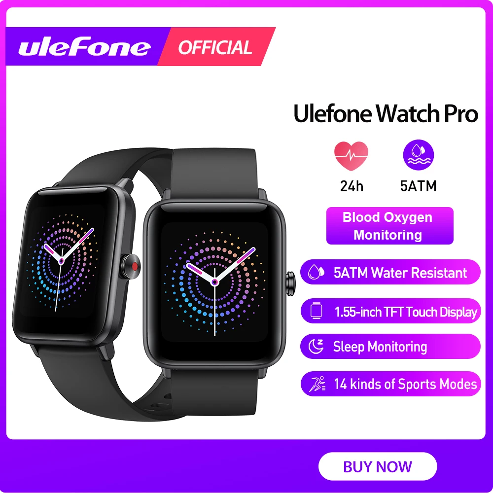 Ulefone Watch Pro  Smartwatch  5ATM Waterproof  Band Heart Rate  Sleep Monitoring  For  Android IOS