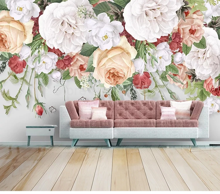 На заказ 3D настенная бумага для гостиной, спальни, фоновая стена, украшение для дома, модный цветок розы, фотобумага Современная