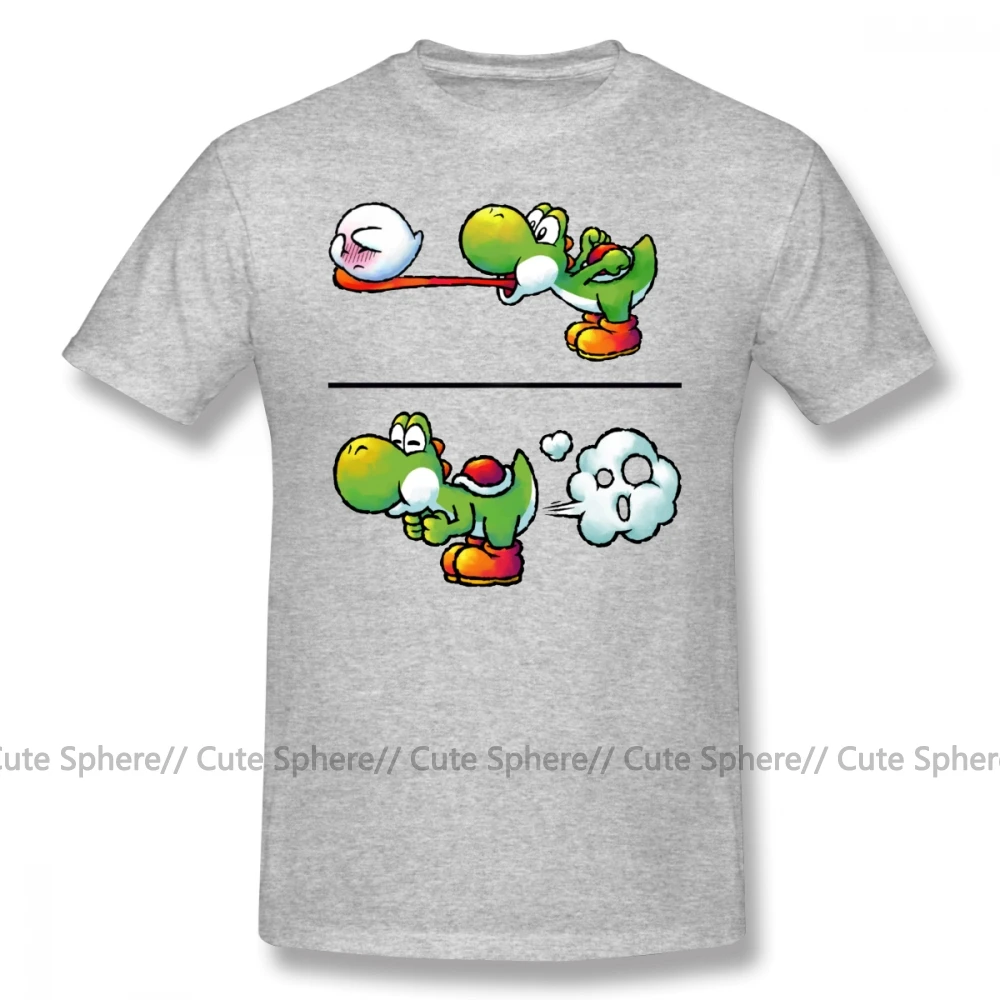 Футболка Super Smash Bros, Farting Yoshi, 100 хлопок, модная мужская футболка, 6xl, Милая футболка с коротким рукавом и принтом - Цвет: Gray