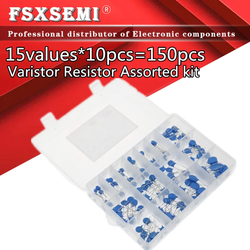 15values*10pcs=150pcs Varistor Resistor Assorted kit Box 5D471K 7D471K 7D431K 10D471K 10D431K 10D391K 14D471K 14D431K 10D241K