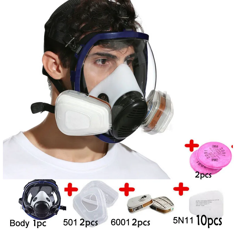 

Full Face eye mask protection Gas Mask acid dust Respirator Paint Pesticide Spray Silicone filter Laboratory cartridge welding